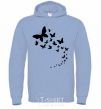 Men`s hoodie Butterflies in flight sky-blue фото