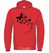Men`s hoodie Butterflies in flight bright-red фото