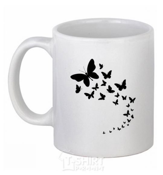 Ceramic mug Butterflies in flight White фото