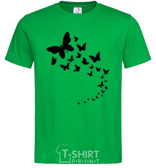 Мужская футболка Бабочки в полете Зеленый фото