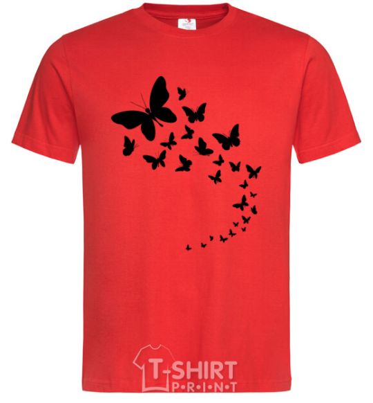 Мужская футболка Бабочки в полете Красный фото