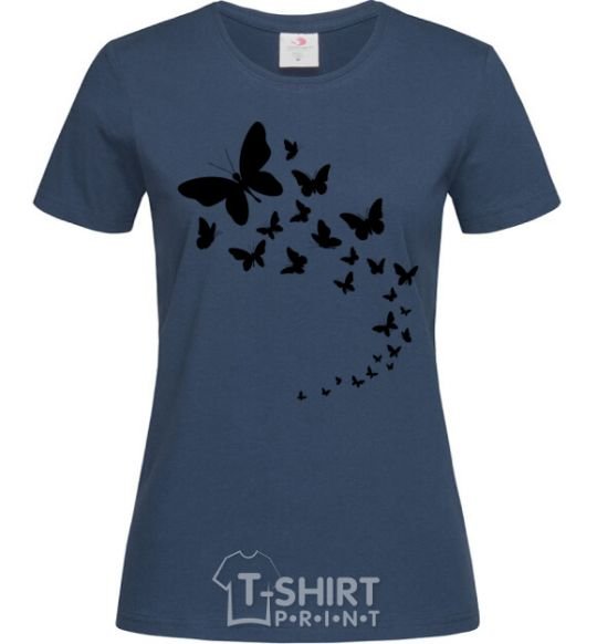Женская футболка Бабочки в полете Темно-синий фото