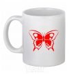 Ceramic mug Red butterfly White фото