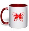 Mug with a colored handle Red butterfly red фото