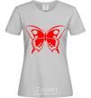 Женская футболка Красная бабочка Серый фото