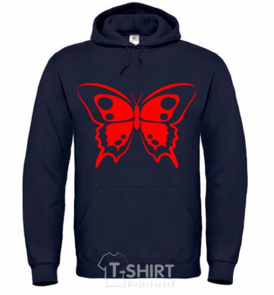 Мужская толстовка (худи) Красная бабочка Темно-синий фото