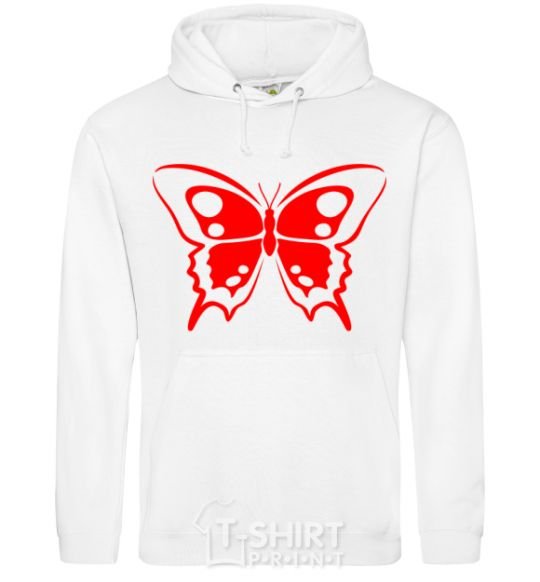 Men`s hoodie Red butterfly White фото