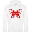 Men`s hoodie Red butterfly White фото
