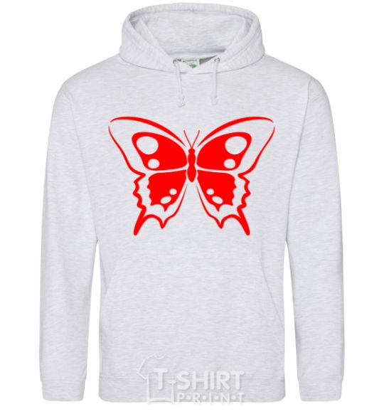 Men`s hoodie Red butterfly sport-grey фото