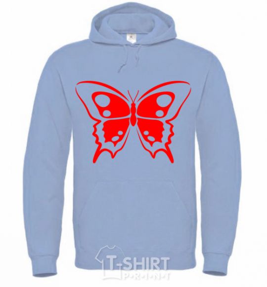 Men`s hoodie Red butterfly sky-blue фото