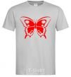 Men's T-Shirt Red butterfly grey фото