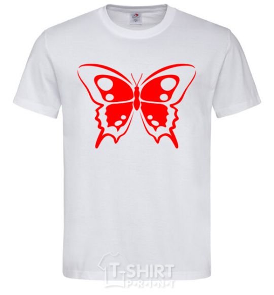 Men's T-Shirt Red butterfly White фото