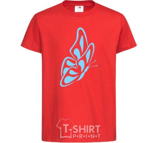 Детская футболка Небесно голубая бабочка Красный фото