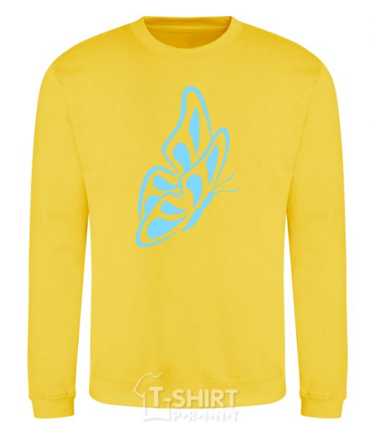 Sweatshirt A sky blue butterfly yellow фото