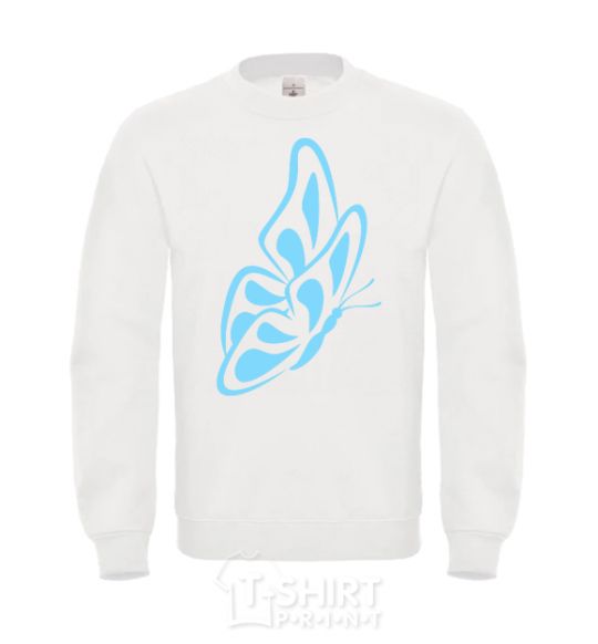 Sweatshirt A sky blue butterfly White фото