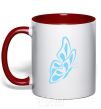 Mug with a colored handle A sky blue butterfly red фото