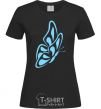 Women's T-shirt A sky blue butterfly black фото