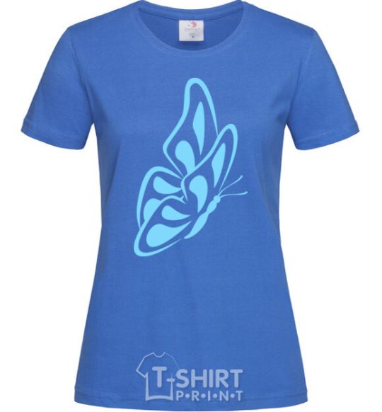 Women's T-shirt A sky blue butterfly royal-blue фото