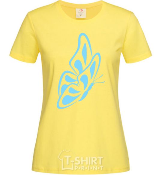 Women's T-shirt A sky blue butterfly cornsilk фото