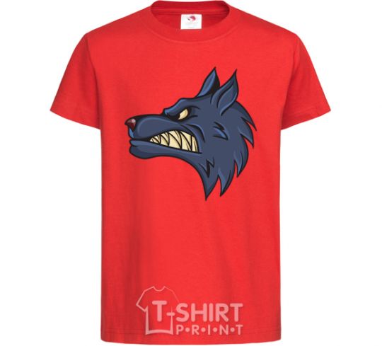 Kids T-shirt Angry wolf red фото