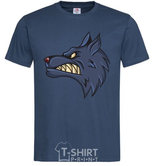 Men's T-Shirt Angry wolf navy-blue фото