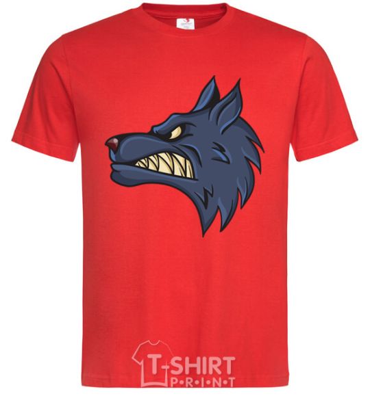 Men's T-Shirt Angry wolf red фото