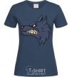 Women's T-shirt Angry wolf navy-blue фото