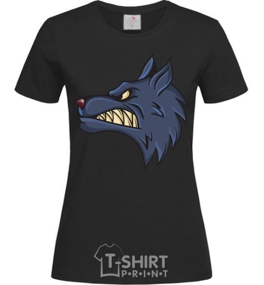 Women's T-shirt Angry wolf black фото