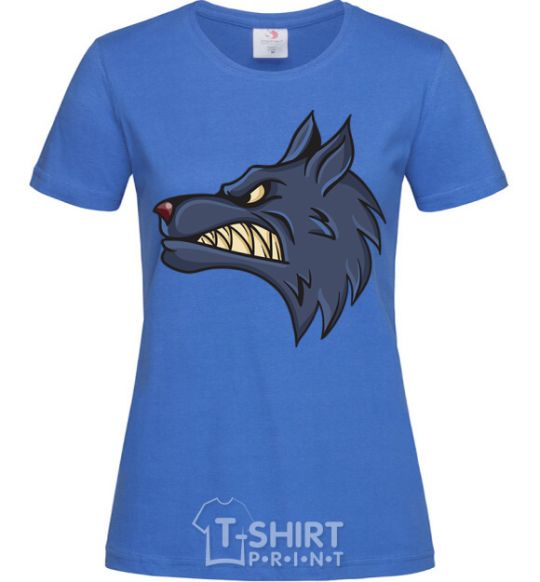 Women's T-shirt Angry wolf royal-blue фото