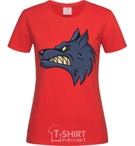 Women's T-shirt Angry wolf red фото