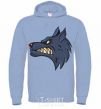 Men`s hoodie Angry wolf sky-blue фото