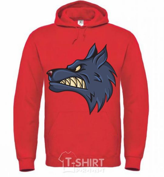 Men`s hoodie Angry wolf bright-red фото