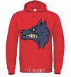 Men`s hoodie Angry wolf bright-red фото