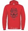 Men`s hoodie A drawing of a wolf bright-red фото