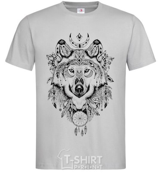 Men's T-Shirt A drawing of a wolf grey фото