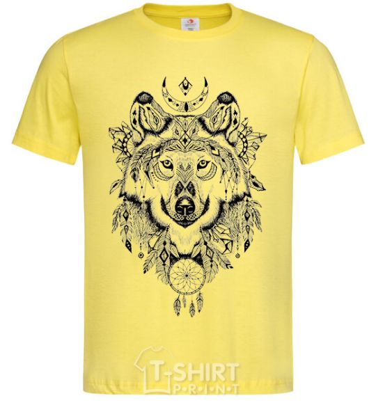 Men's T-Shirt A drawing of a wolf cornsilk фото