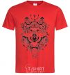 Men's T-Shirt A drawing of a wolf red фото
