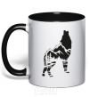 Mug with a colored handle Forest wolf black фото