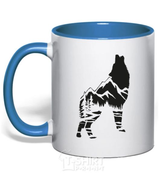 Чашка с цветной ручкой Forest wolf Ярко-синий фото