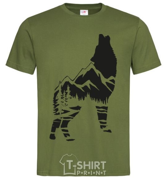 Мужская футболка Forest wolf Оливковый фото