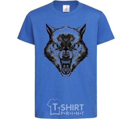 Kids T-shirt Screaming wolf royal-blue фото