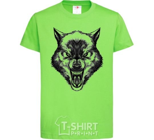 Kids T-shirt Screaming wolf orchid-green фото