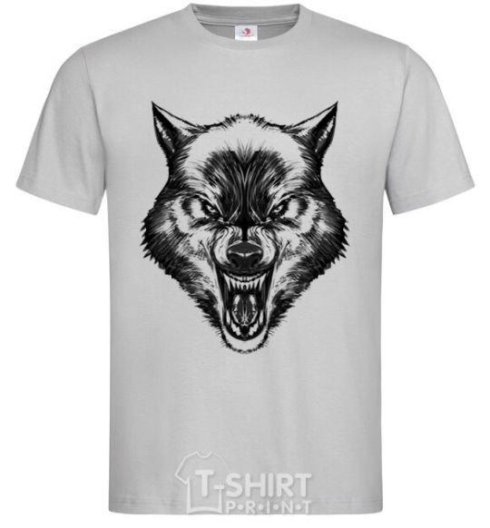 Men's T-Shirt Screaming wolf grey фото