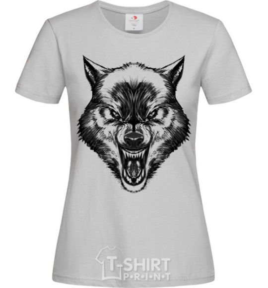 Women's T-shirt Screaming wolf grey фото