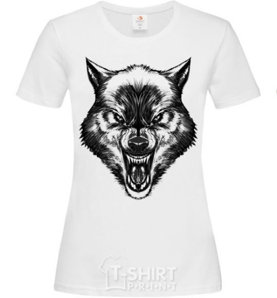 Women's T-shirt Screaming wolf White фото