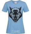 Women's T-shirt Screaming wolf sky-blue фото