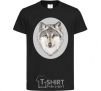 Kids T-shirt The wolf in the oval black фото