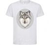 Kids T-shirt The wolf in the oval White фото