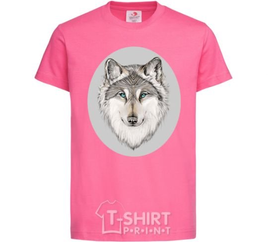 Kids T-shirt The wolf in the oval heliconia фото