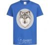 Kids T-shirt The wolf in the oval royal-blue фото